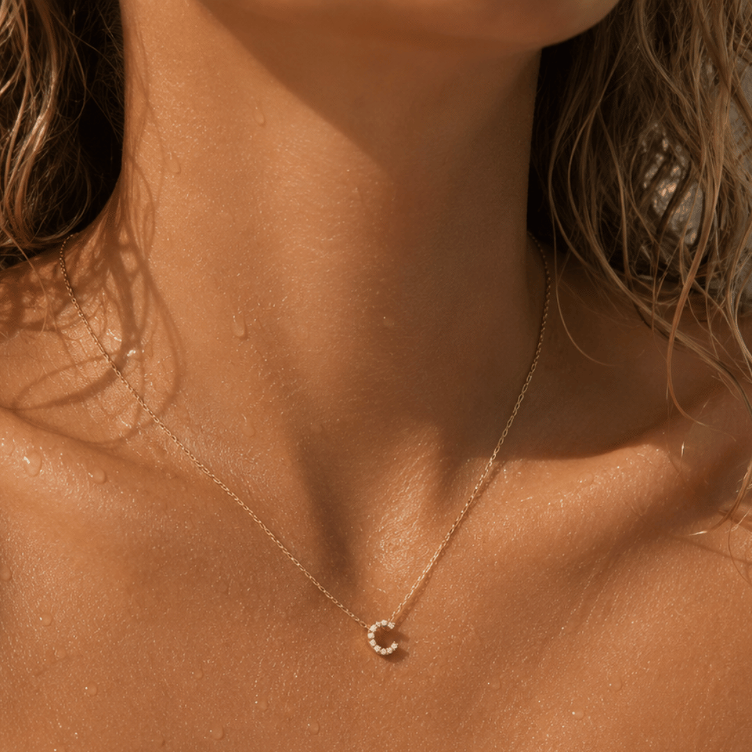 RHINESTONE LETTER NECKLACE